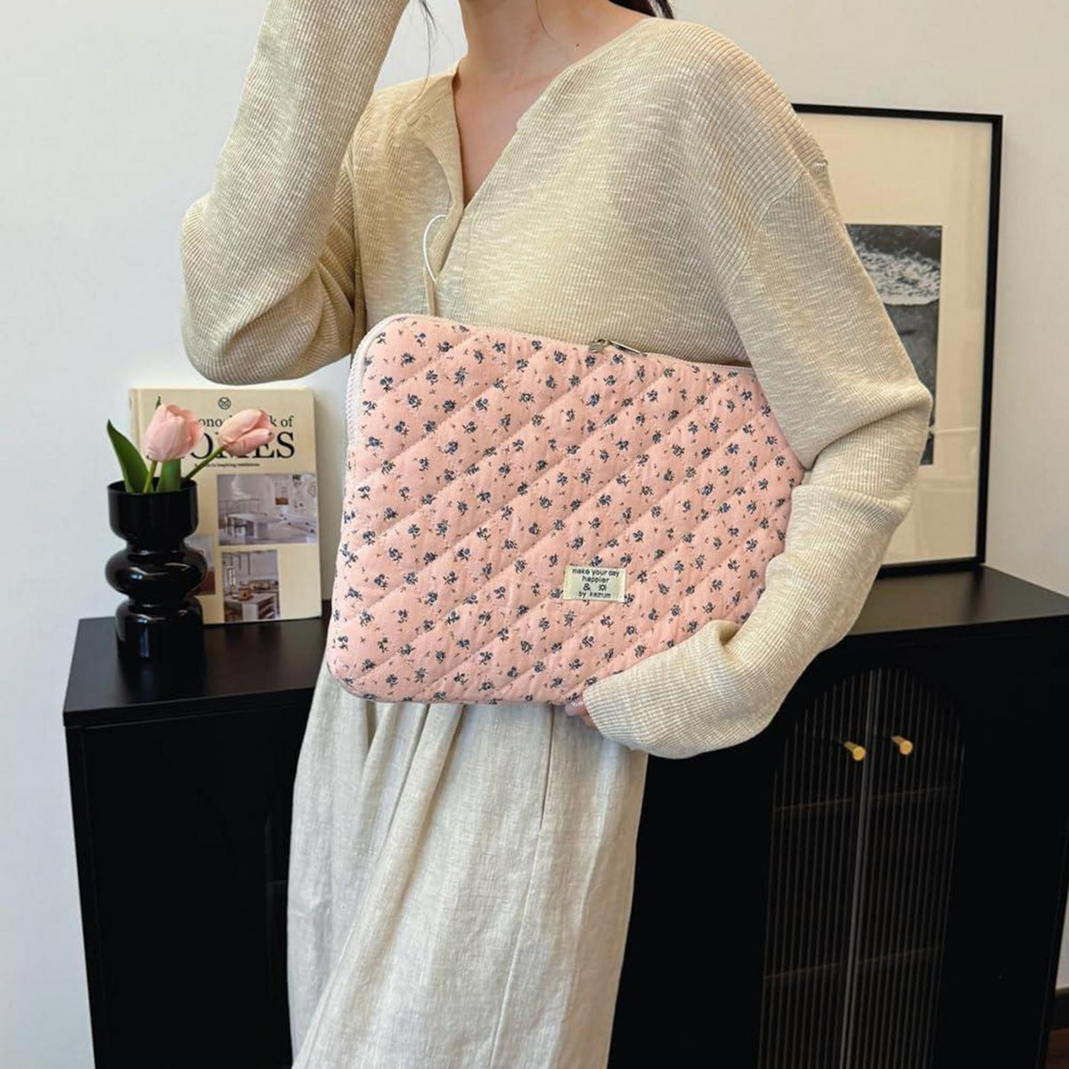 Puffy Laptoptasche für 11-15 Zoll Laptops, Rosa 13 Zoll