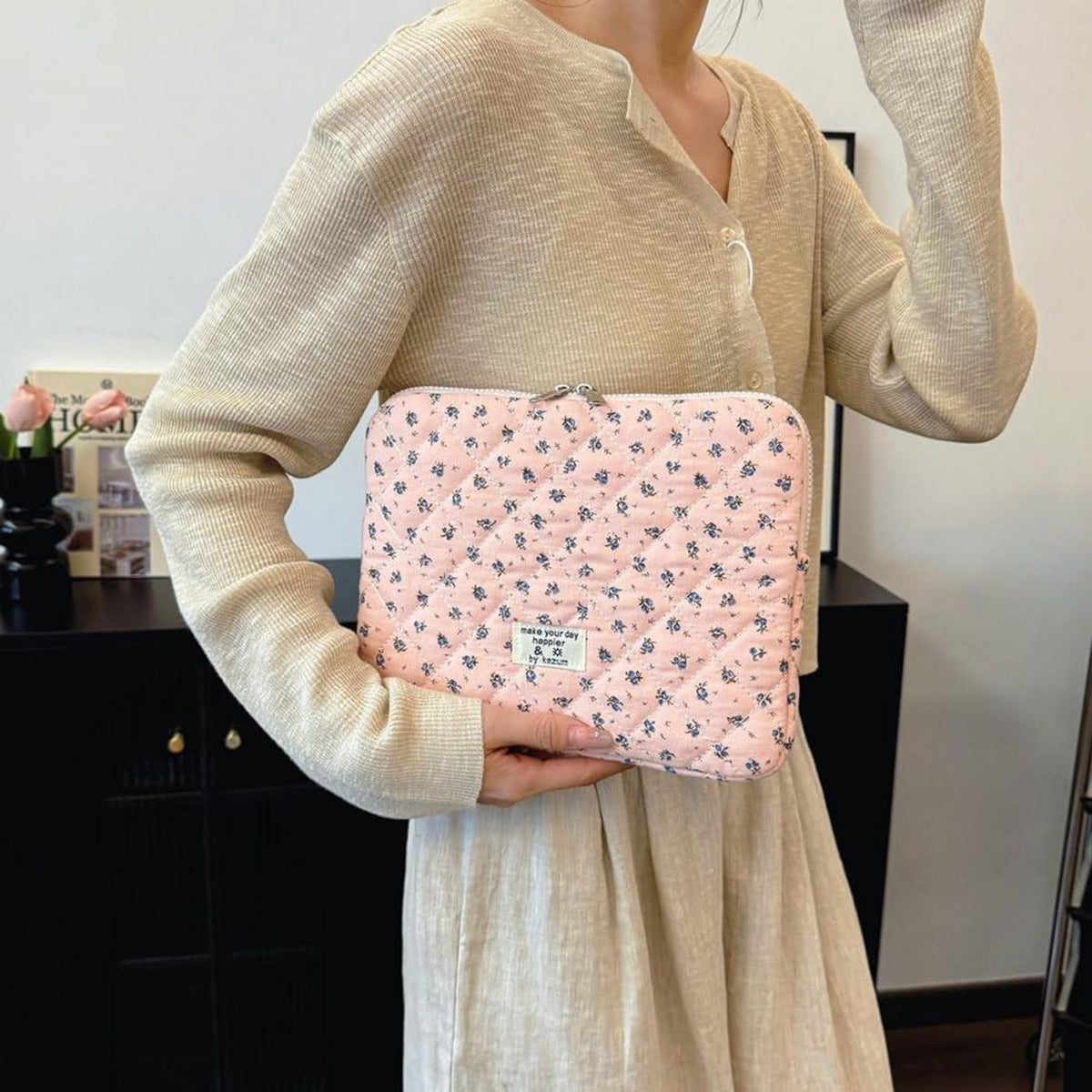 Puffy Laptoptasche für 11-15 Zoll Laptops, Rosa 13 Zoll