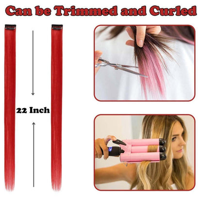 Clip-in Haarverlängerungen Rot, 12 Stück, 55 cm – Hitzebeständig