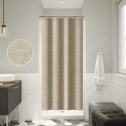 Leinen Duschvorhang mit Metallringen Taupe 122x182cm