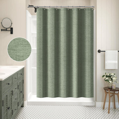 Leinen Duschvorhang Grün 152x182cm – Wasserdicht & Schwerer