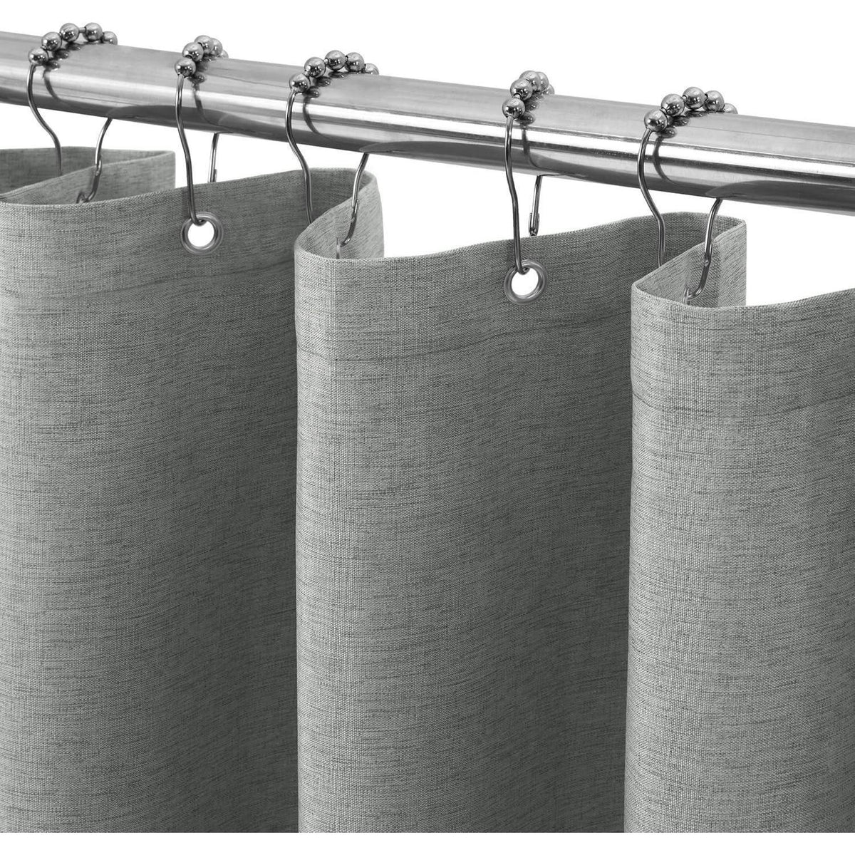 Leinen Duschvorhang wasserdicht grau 122x182cm mit Haken