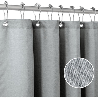 Leinen Duschvorhang wasserdicht grau 152x182cm mit Haken