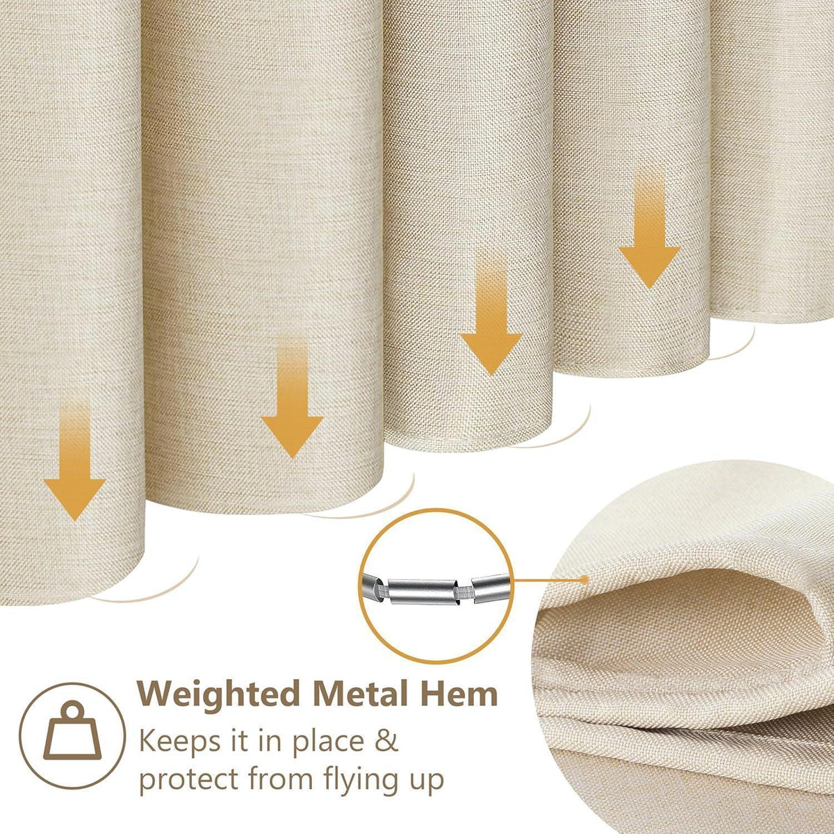 Leinen Duschvorhang wasserdicht 182x198cm Beige