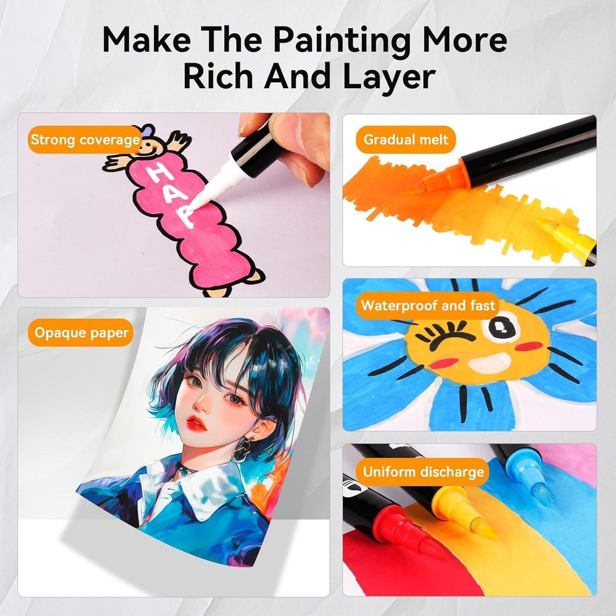 Acrylstifte Dual-Tip 48 Farben wasserfest für Steine & mehr