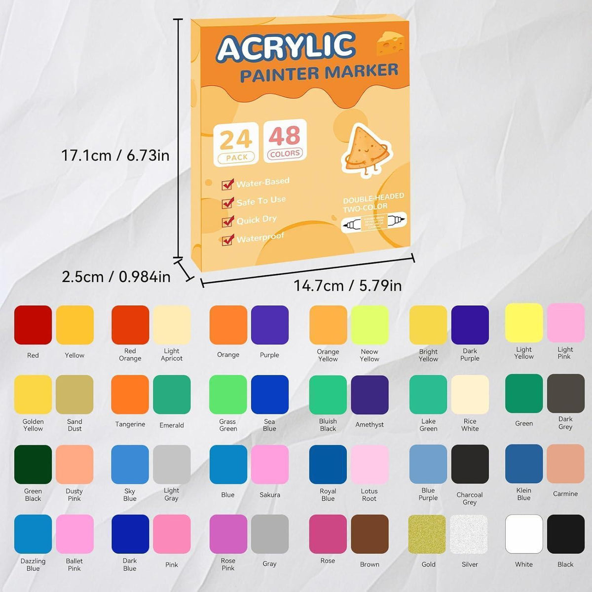 Acrylstifte Dual-Tip 48 Farben wasserfest für Steine & mehr