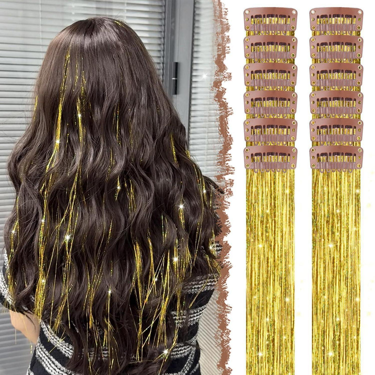 Glitzer Haarsträhnen Set – 12 Farben für Party & Festival