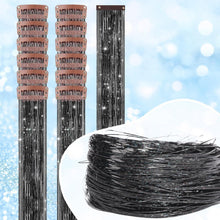 Glitzer Haarsträhnen Set Schwarz-Glitzer – 12 Farben