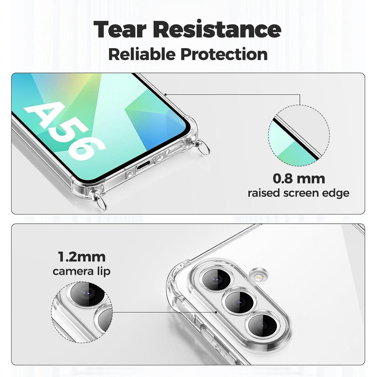 Samsung Galaxy A56 Umhängehülle mit Band – Schwarz, Stoßfest