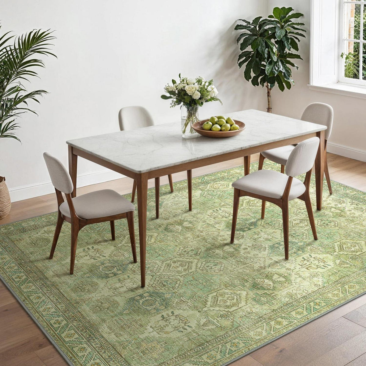 Vintage Teppich Rechteckig 150x210cm - Grasgrün