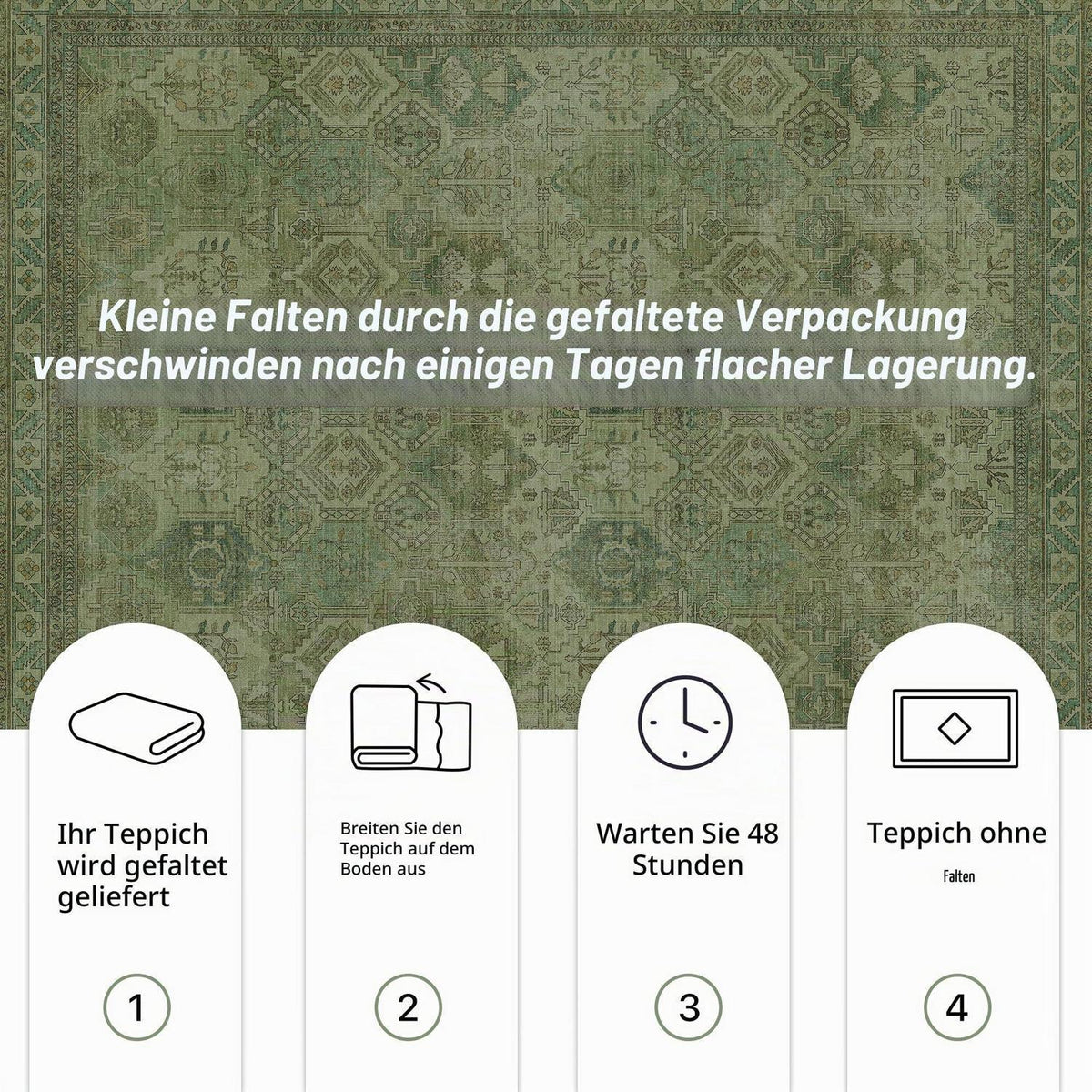 Vintage Teppich Rechteckig 150x210cm - Grasgrün
