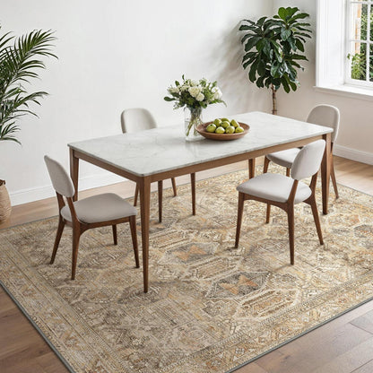Vintage Teppich Wohnzimmer 200x290cm Hellbraun Rechteckig