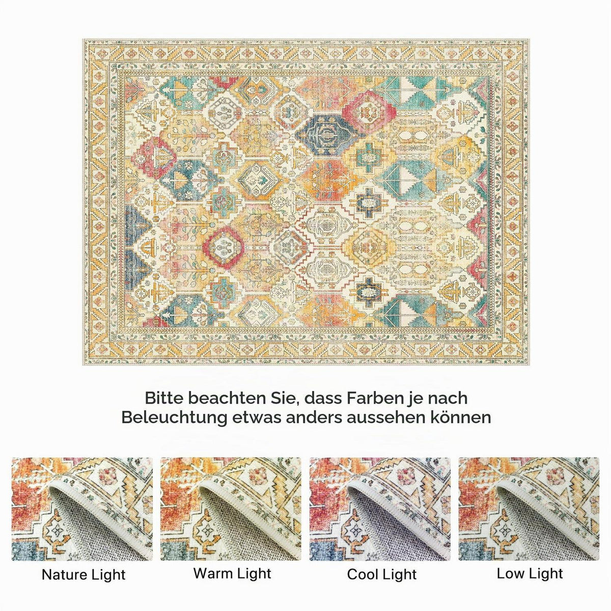 Vintage Teppich Wohnzimmer Gelb Orange 200x290cm
