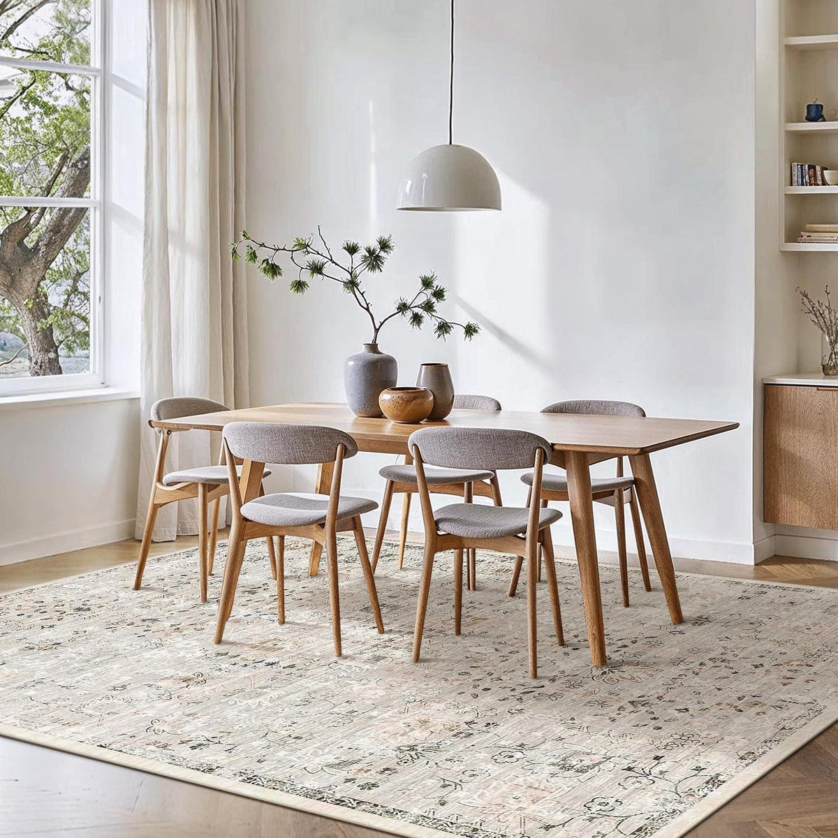 Vintage Teppich Wohnzimmer 160x230cm – Waschbar & Rutschfest