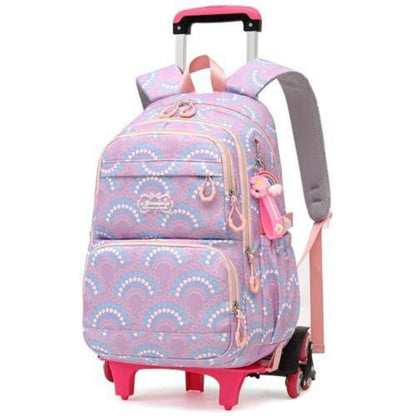 Kinderrucksack mit Rollen Lila – Schulrucksack Trolley für Mädchen