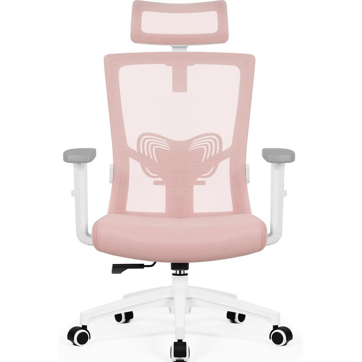 Ergonomischer Bürostuhl mit Kopfstütze und Lendenwirbelstütze Rosa