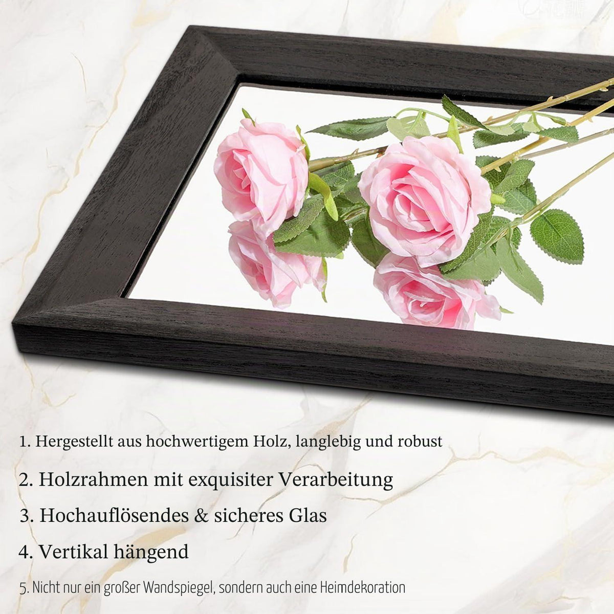 Großer Wandspiegel Holzrahmen 120x40 cm – Schwarz
