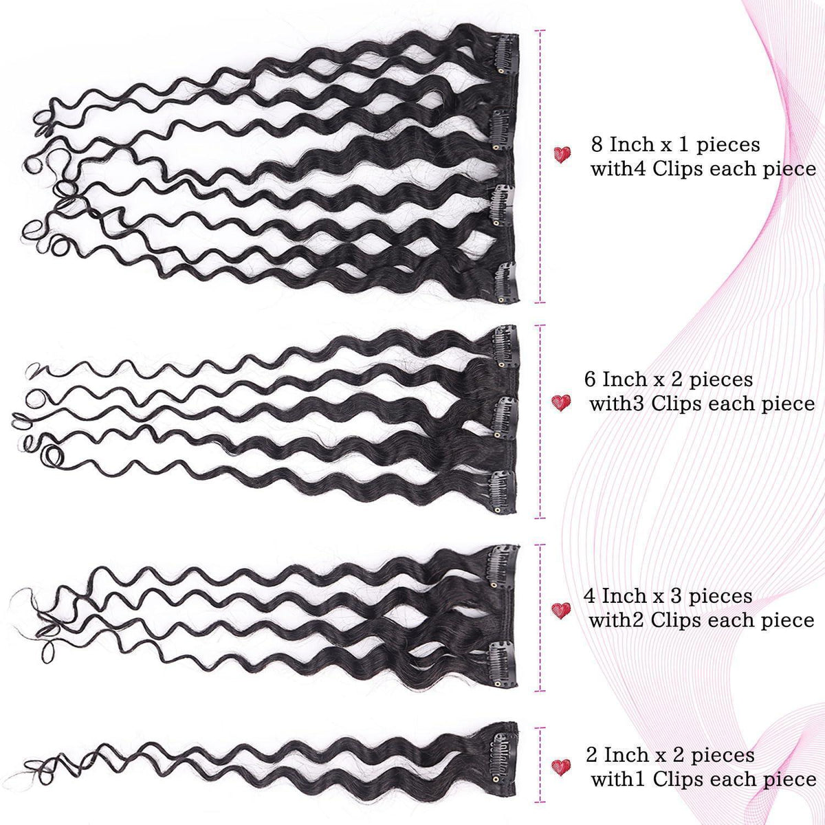 Kinky Curly Clip-in Haarverlängerung Echthaar 45cm Schwarz