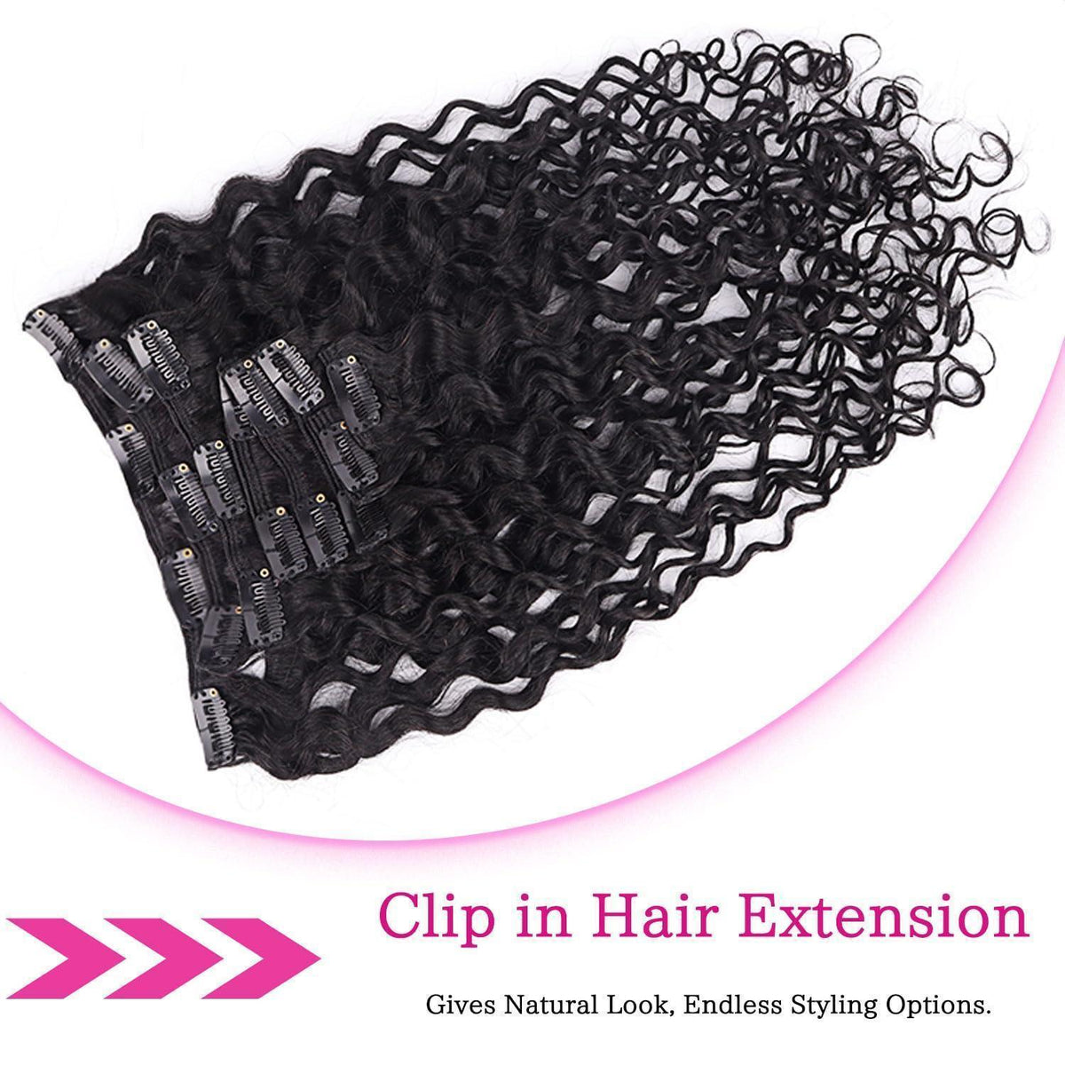 Kinky Curly Clip-in Haarverlängerung Echthaar 45cm Schwarz