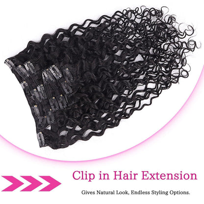 Kinky Curly Clip-in Haarverlängerung Echthaar 45cm Schwarz