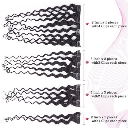 Kinky Curly Clip-in Haarverlängerung Echthaar 50cm Schwarz