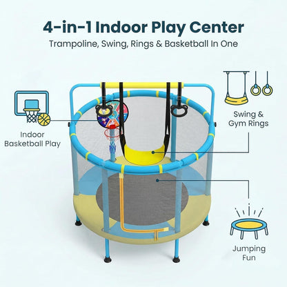 PILIN 4in1 Kindertrampolin mit Zubehör – Gartentrampolin 140cm