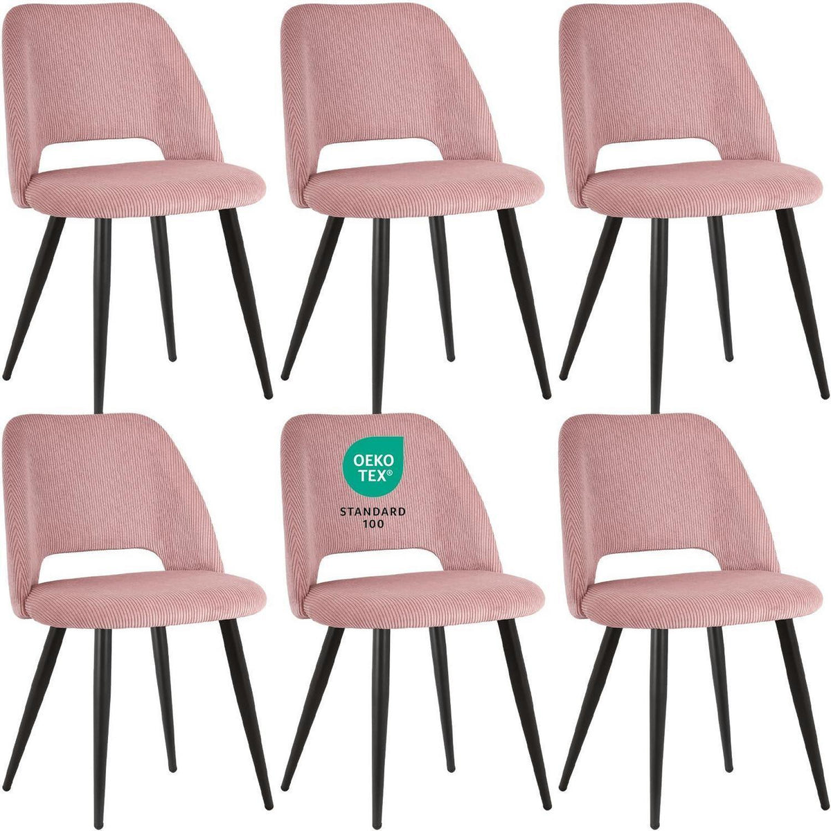 Esszimmerstühle 6er Set, Samt, Rosa – Modern & Komfortabel