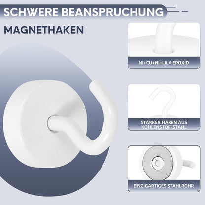 Extra starker Magnethaken 18kg, weiß, rostfrei