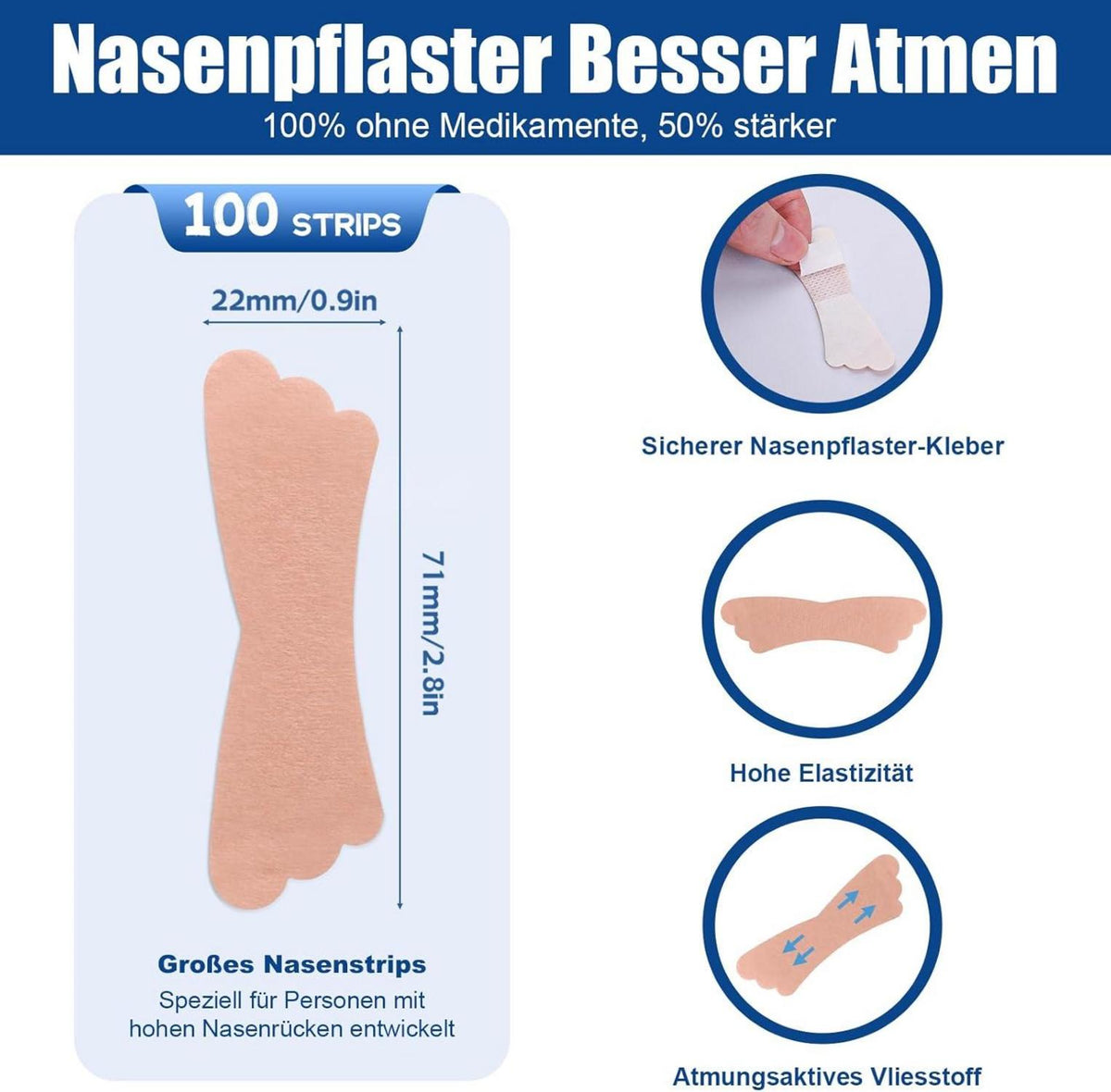 100 Nasenpflaster Schnarchen Nasenstrips Atmen Nose Strips Anti Schnarch Schlaf