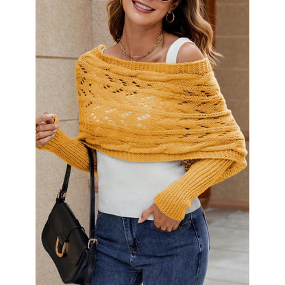 Schal mit Ärmeln Damen – Warmer Poncho Einheitsgröße Gelb