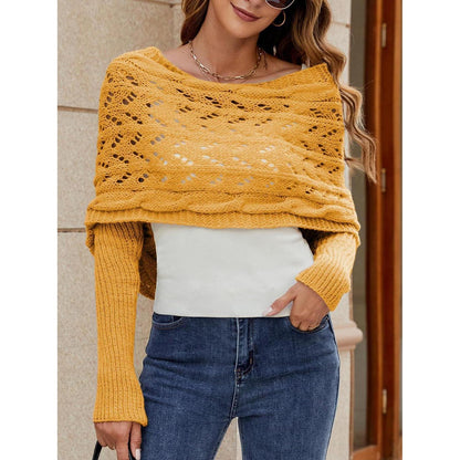 Schal mit Ärmeln Damen – Warmer Poncho Einheitsgröße Gelb
