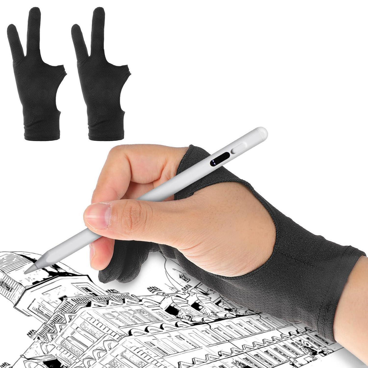 Zeichenhandschuh 2 Stück für Grafiktablett, reibungsfrei