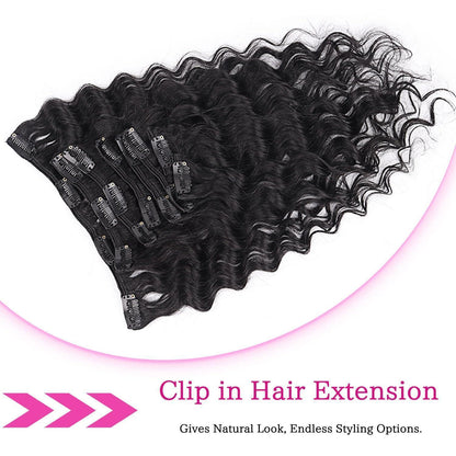 Deep Curly Echthaar Clip-Ins 60cm – Natürliches Schwarz