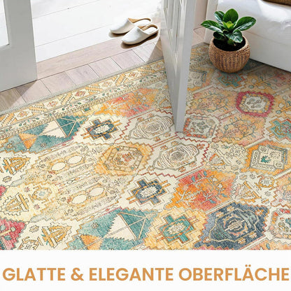 Vintage Teppich Wohnzimmer 160x230cm Gelb Mehrfarbig Rechteckig