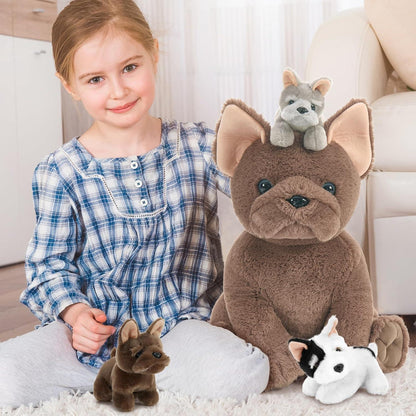 XXL Französische Bulldogge Kuscheltier Set mit Babys im Bauch