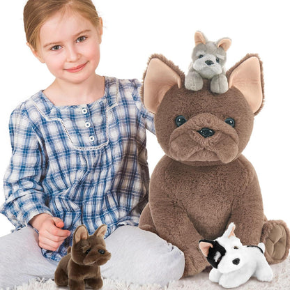 XXL Französische Bulldogge Kuscheltier Set mit Babys im Bauch