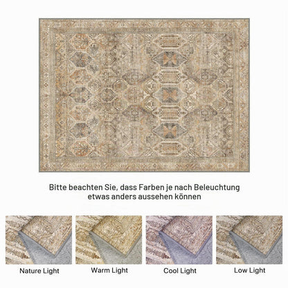 Vintage Teppich Wohnzimmer 150x210cm Hellbraun Rechteckig