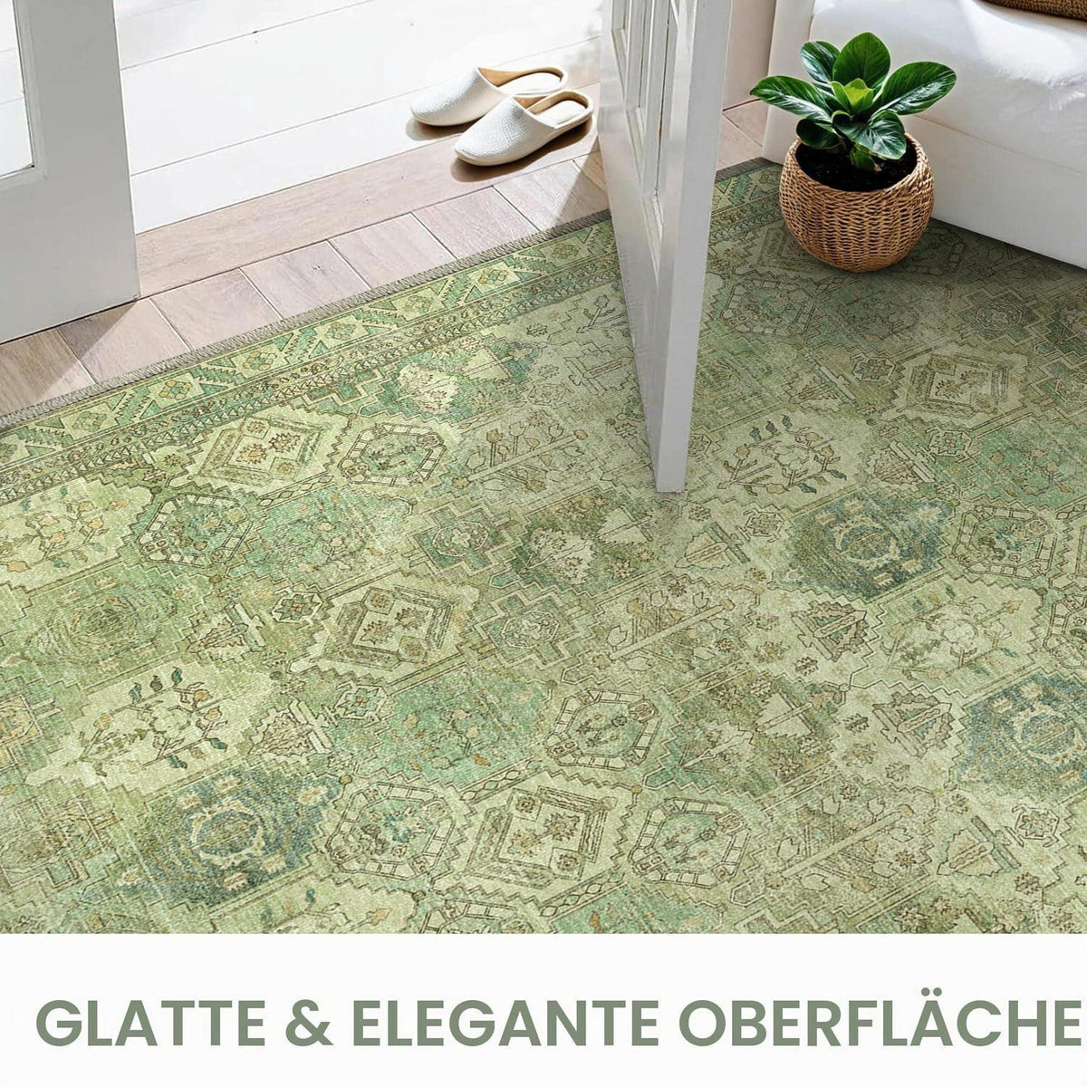 Vintage Teppich Rechteckig 160x230cm - Grasgrün