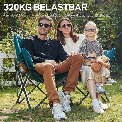 Luxus 2-Personen Campingstuhl XXL, 320kg belastbar, grün