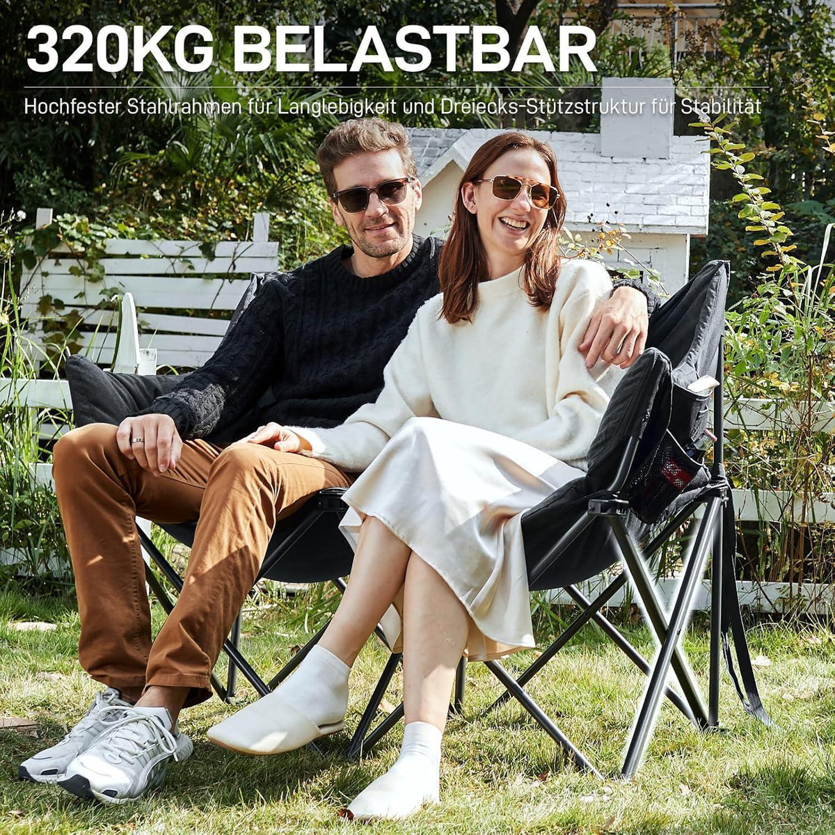 Luxus Camping Sofa für 2 Personen, 320kg belastbar, gepolstert, faltbar