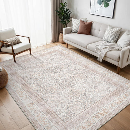 Vintage Teppich Wohnzimmer 160x230cm Hellbeige Rechteckig