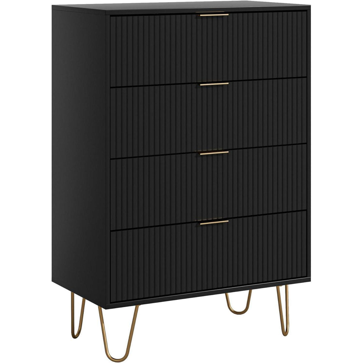 Moderne Kommode mit 4 Schubladen & Goldbeinen – 34x60x91cm