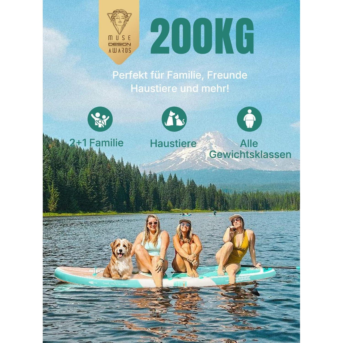 Aufblasbares Stand Up Paddle Board für 2 Personen mit Sitz