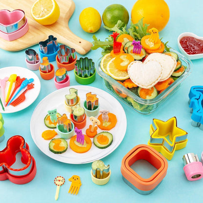 Ausstecher Brot & Gemüse Kinder 48 Teile, Micky, Dino, Stern, Herz