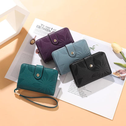 Damen Portemonnaie mit RFID-Schutz, Münzfach & Kartenfächern - Blau