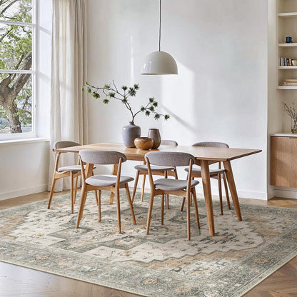Vintage Teppich Wohnzimmer 200x290cm Taupe – Waschbar & Rutschfest