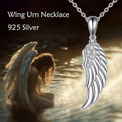 Schutzengel Flügel Anhänger Halskette 925 Sterling Silber Zirkonia