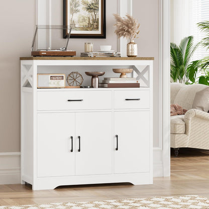 Sideboard mit Arbeitsplatte | Küchenschrank mit 2 Schubladen & 3 Türen