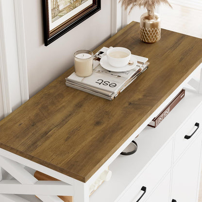 Sideboard mit Arbeitsplatte | Küchenschrank mit 2 Schubladen & 3 Türen