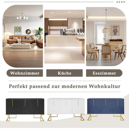 Weißes Sideboard mit 6 Schubladen & verstellbaren Regalen